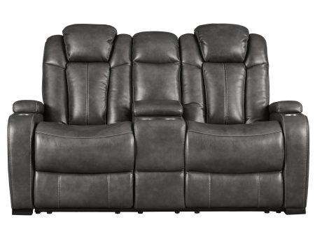 Signature Design by Ashley Turbulance Power Reclining Leather Look Loveseat with Console 8500118C Hot on Sale