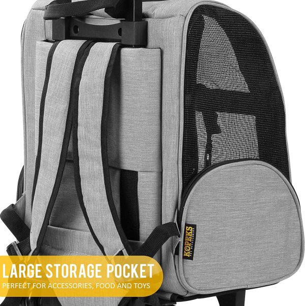 Kopeks Deluxe - Mochila de Viaje para Mascotas con Ruedas Dobles, Large Gris (Ligeras Marcas de Uso) Reacondicionado Cheap