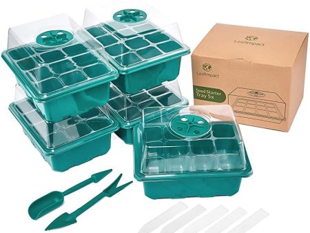 10 Semilleros de Germinación, Juego de Cultivo para 60 Plantas, Germinador de Semillas, Orificios Ajustables para una Humedad Ideal, Bandeja para Germinar Plantas, Mini Serre Interieur Embalaje Deteriorado Online now