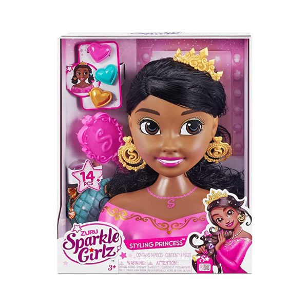 Zuru - Sparkle Girlz - Cabeza de Peinado marrón - Cabeza de Peinado de Princesa con Aspecto glamoroso - Cabeza de Peinado con Accesorios - A Partir de 3 años - 100499 Embalaje Deteriorado Hot on Sale