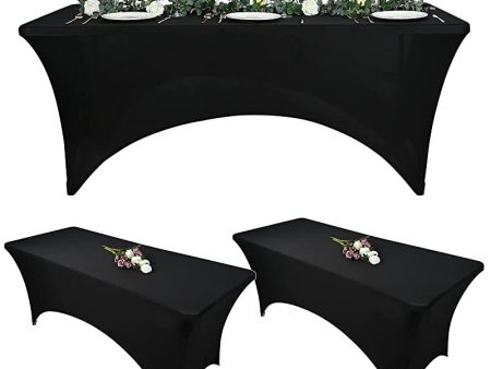 3 Piezas de Mantel de Licra elástico de 6 pies, Cubierta de Mesa de cóctel elástica Rectangular elástica para Patio, Mantel de cóctel Lavable (Negro) Embalaje Deteriorado Supply