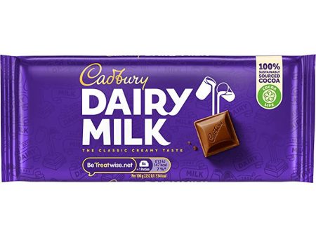 Cadbury - Dairy Milk, Tableta Clásica Cremosa de Chocolate con Leche - 180g Hot on Sale