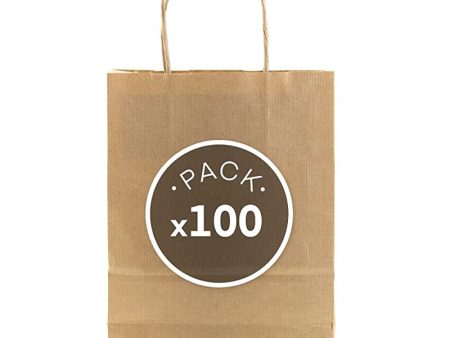 100 Bolsas de papel con asas Bolsa de papel para compras resistentes Bolsas para cumpleaños, regalos, bodas, fiestas, bolsas para tiendas de papel (20+8x24, Kraft) Embalaje Deteriorado Online now