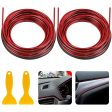 1 Rollo Tira de Molduras Interiores del Coche, Molduras Decorativas para coche de 10 M, Tira Decorativa para Interior de Coche para Salida de Aire Tablero de la Puerta Volante?Rojo? Embalaje Deteriorado Sale