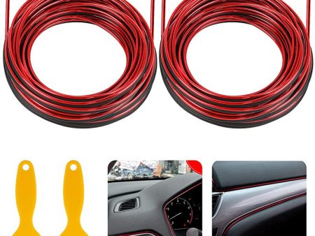 1 Rollo Tira de Molduras Interiores del Coche, Molduras Decorativas para coche de 10 M, Tira Decorativa para Interior de Coche para Salida de Aire Tablero de la Puerta Volante?Rojo? Embalaje Deteriorado Sale