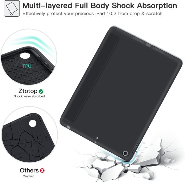 ZtotopCase Funda para iPad 10.2 2021 2020 2019 (iPad 9 8 7 Generación), Ultra Delgada Smart Cover Carcasa con Soporte Apple Pencil, Función de Auto-Sueño Estela, Funda para iPad 10.2, Negro Embalaje Deteriorado Online