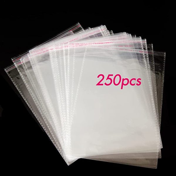 250 Bolsas de Celofán Transparente Autoadhesivas. Bolsas de Plástico OPP Medianas con Costura Sellada y Orificio de Ventilación para Chuches, Regalos, Joyas, Tarjetas, Dulces, Bombones, Fotos. Embalaje Deteriorado Sale